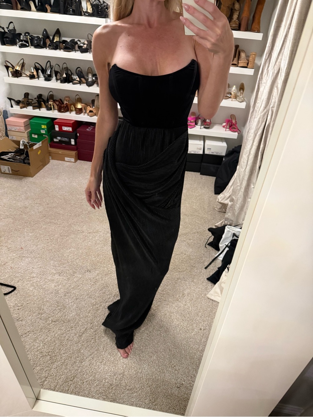 NWT- JLUXLABEL Strapless Black Velvet Evening Corset /skirt Dress